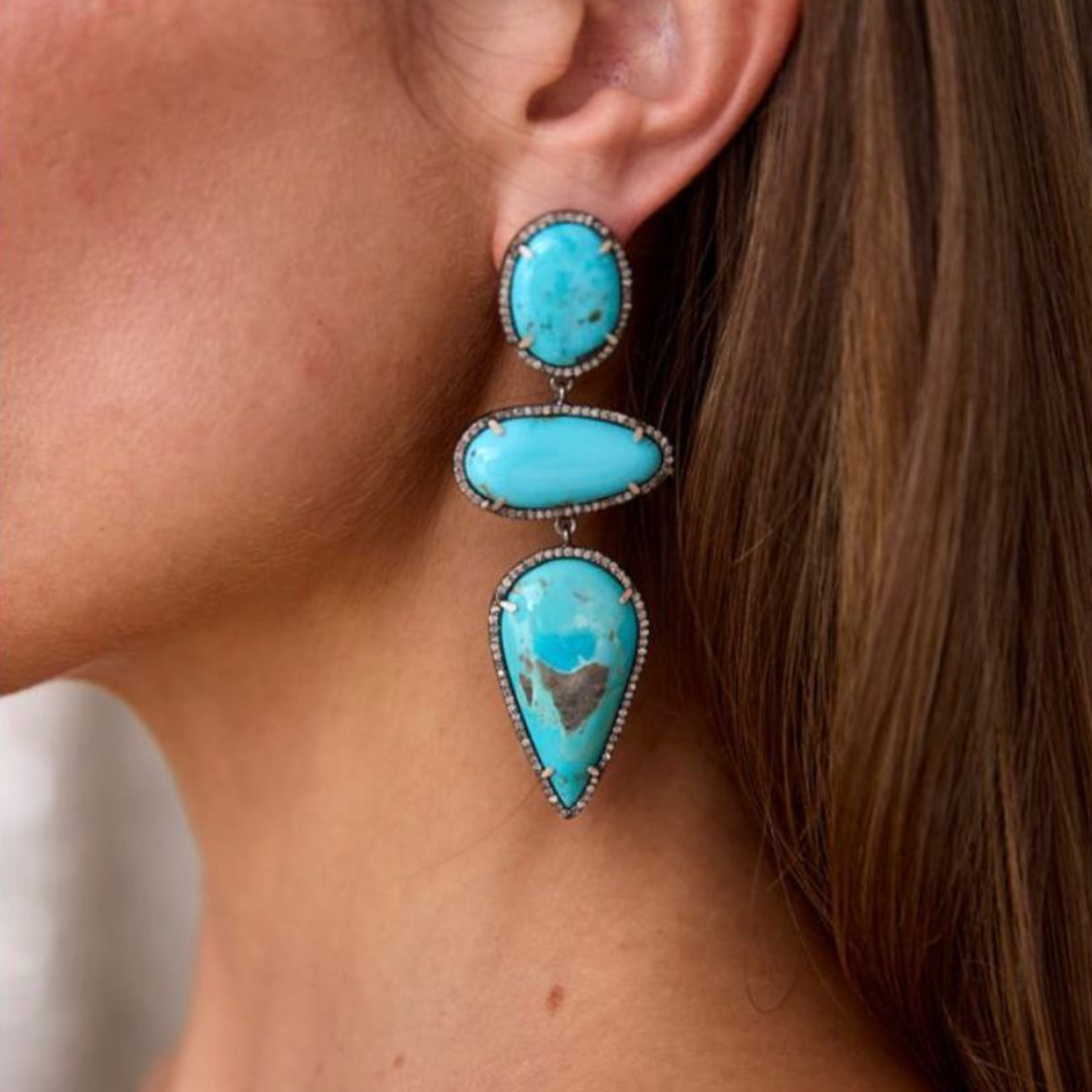Campitos Turquoise Triple Drop Earrings