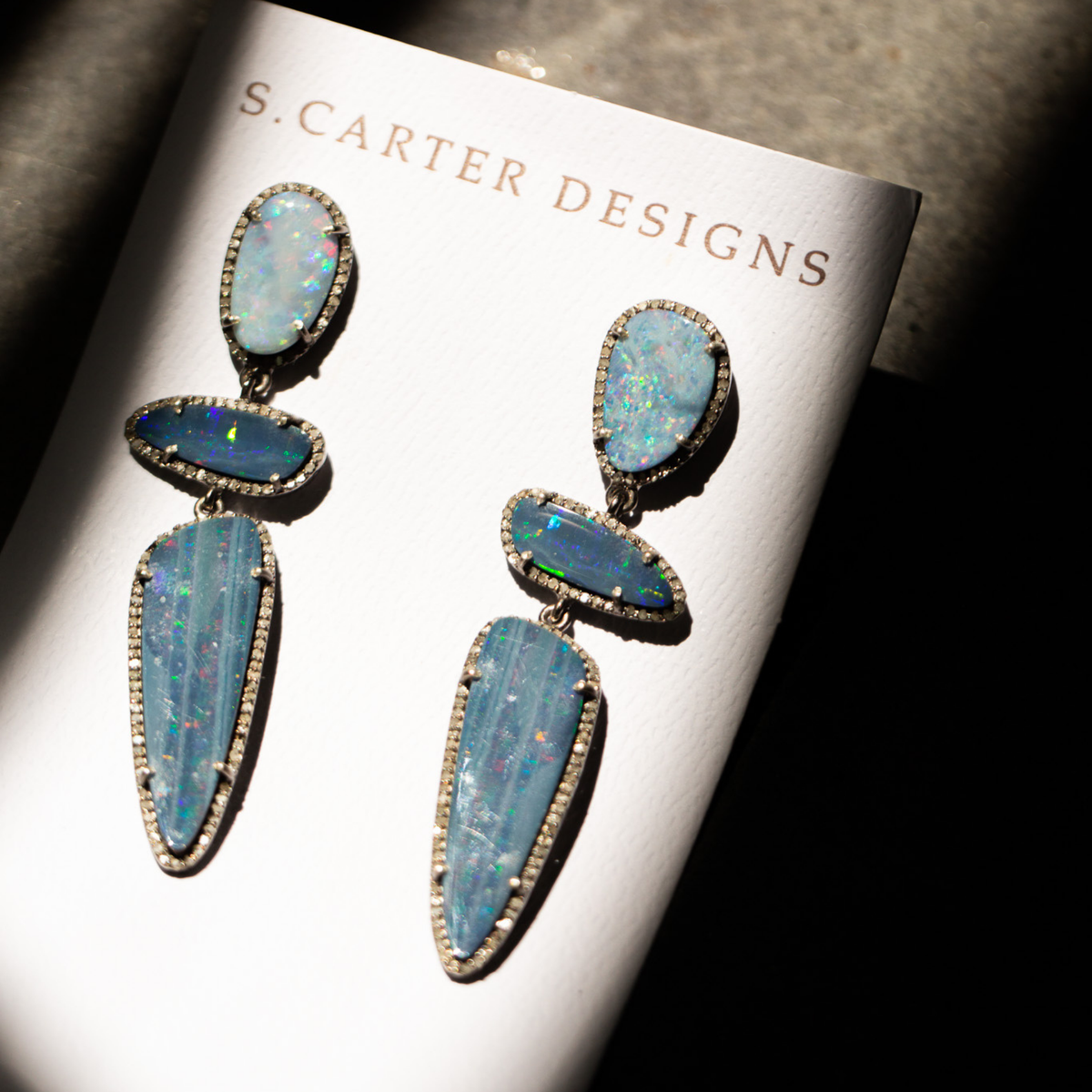 Boulder Opal Triple Drop Earrings