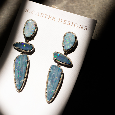 Boulder Opal Triple Drop Earrings