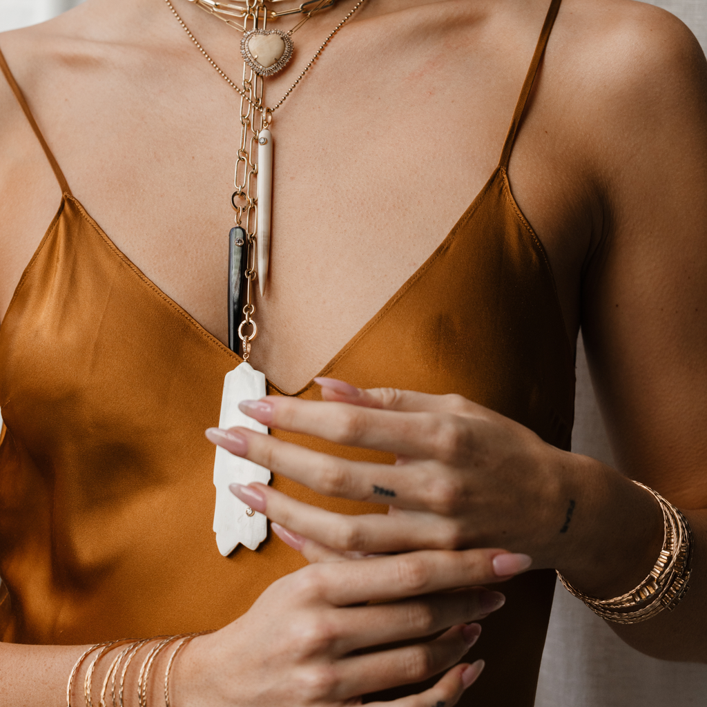14k Teardrop Tusk Pendant