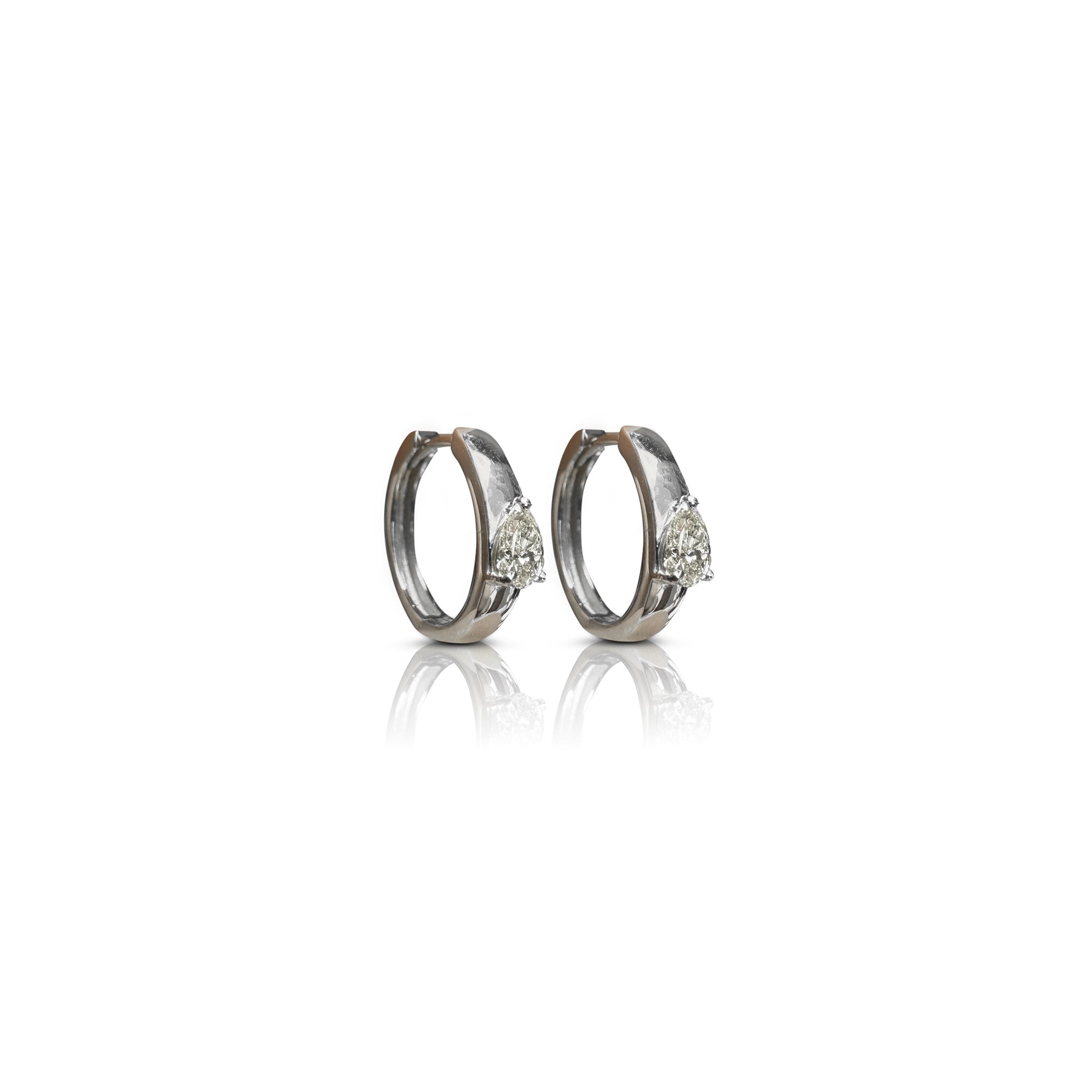 White Gold Pear Diamond Huggies