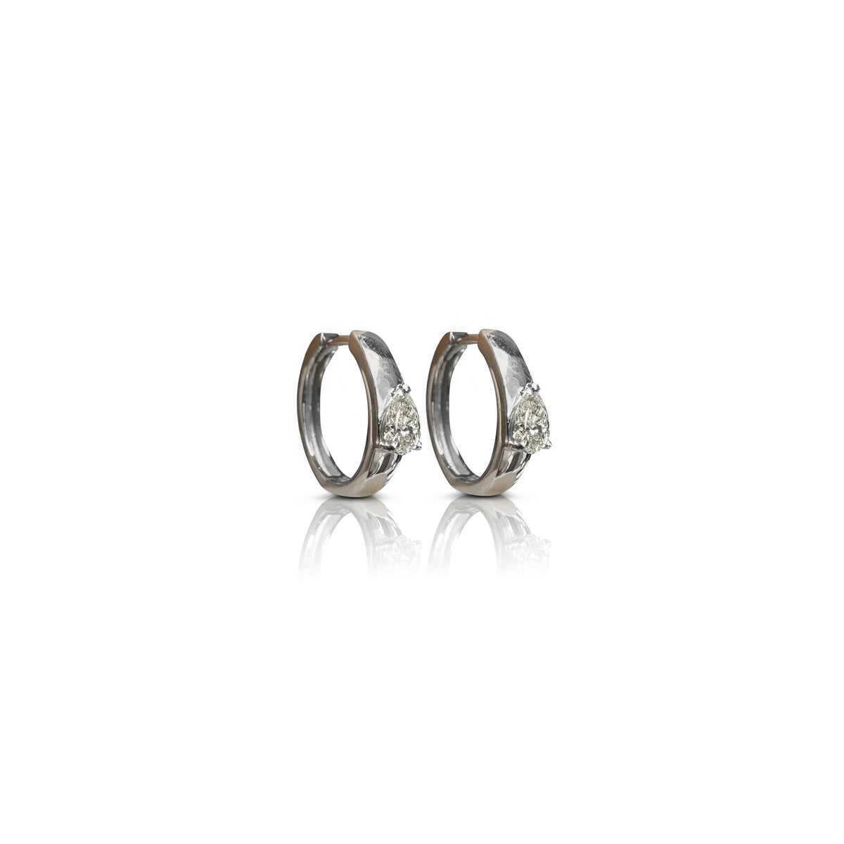 White Gold Pear Diamond Huggies
