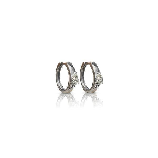 White Gold Pear Diamond Huggies