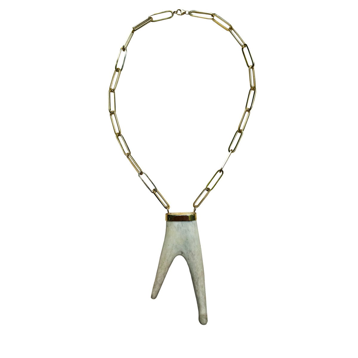 14k Large Paperclip Tusk Necklace