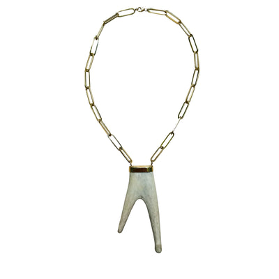 14k Large Paperclip Antler Necklace