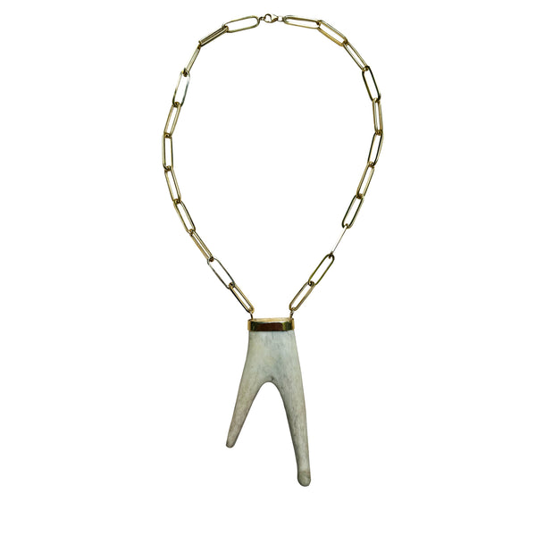 14k Large Paperclip Tusk Necklace