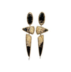 14k Petrified Palm Wood Triple Drop Earrings