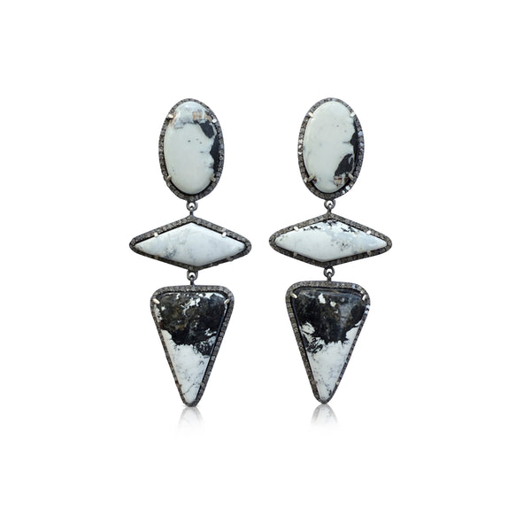 White Buffalo Triple Drop Earrings 2