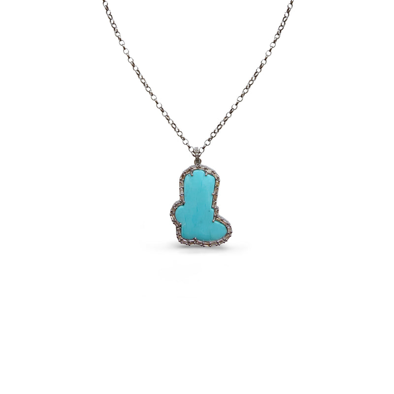Silver Turquoise Boot Necklace