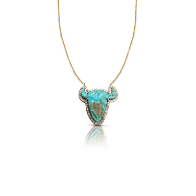 14k Turquoise Bull Necklace