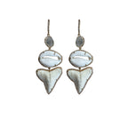 14k Sliced Diamond Cowrie Sharks Teeth Earrings