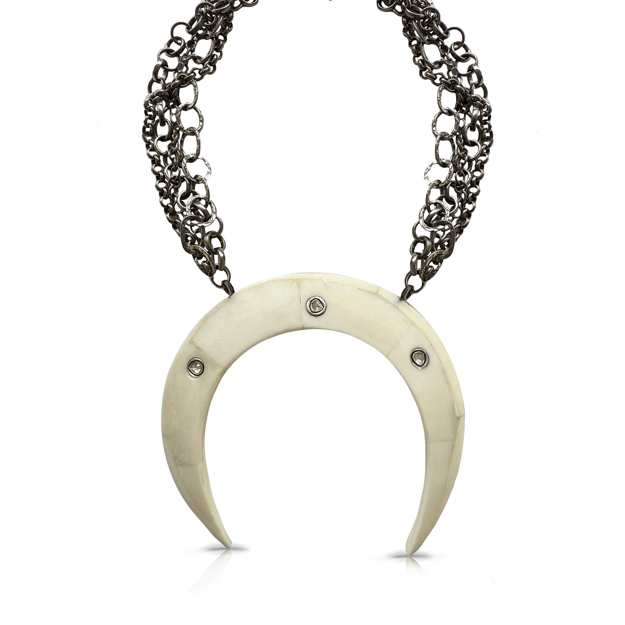 Double Tusk Mixed Chain Necklace