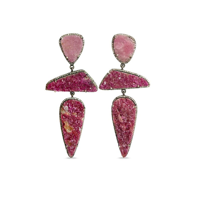 Cobalto Calcite Triple Drop Earrings