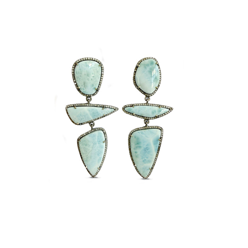 Larimar Triple Drop Earrings