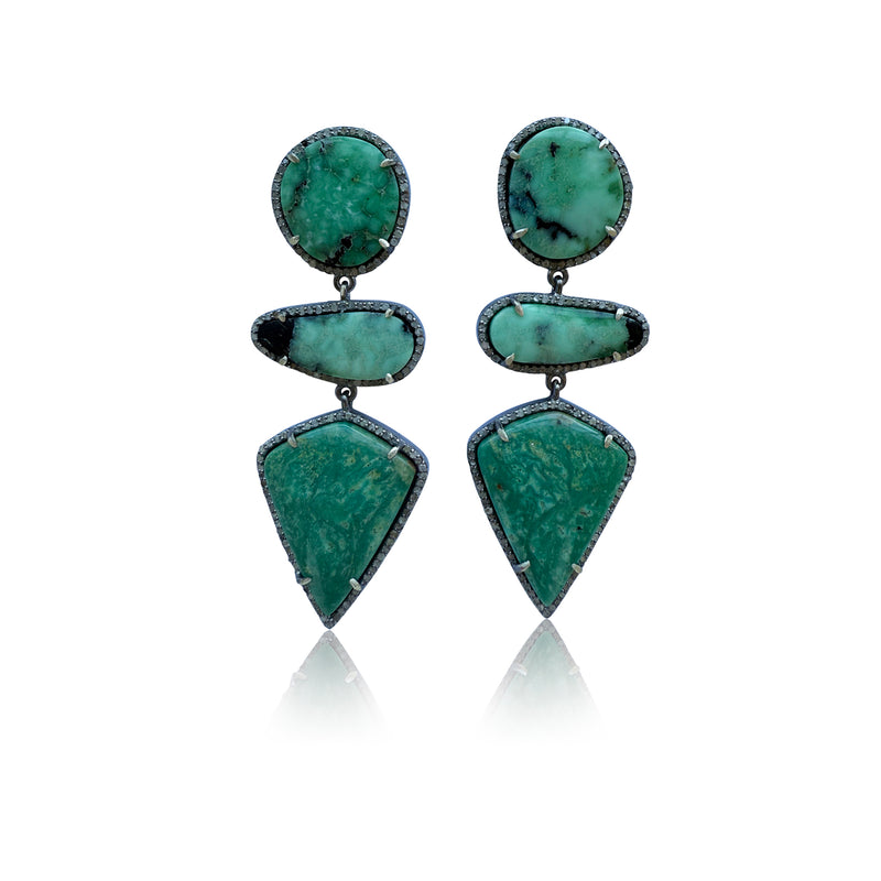 Variscite Triple Drop Earrings