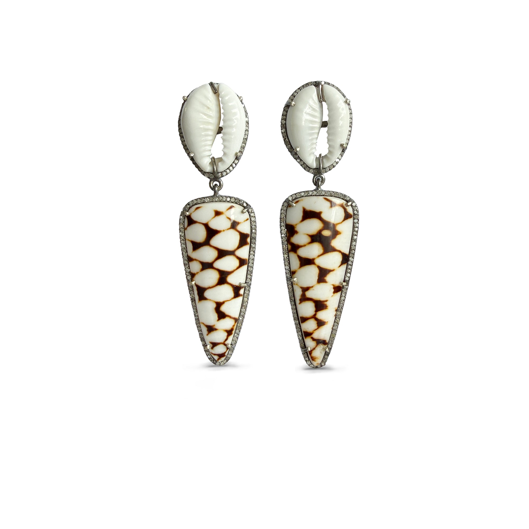 Cowrie + Multi Shell Double Drop Earrings