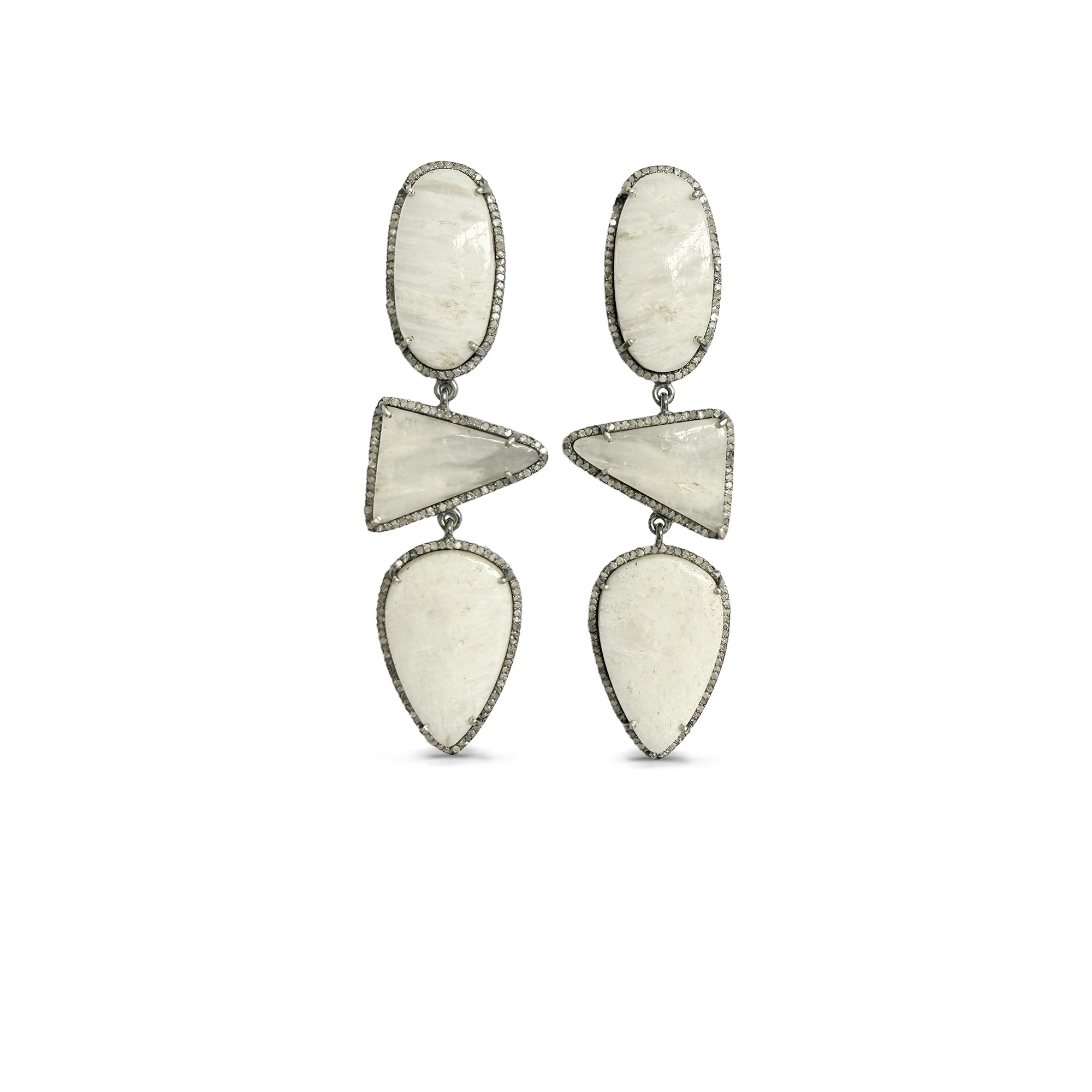 Scolecite Triple Drop Earrings