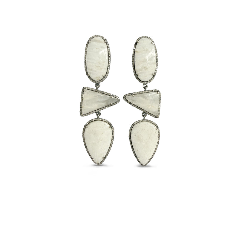 Scolecite Triple Drop Earrings