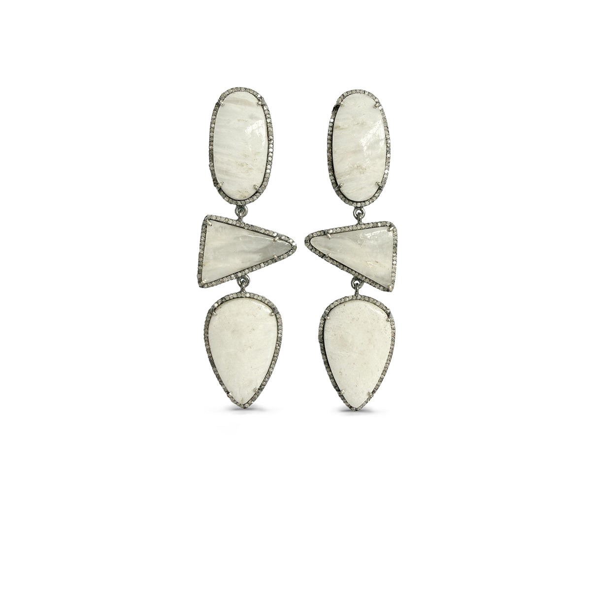 Scolecite Triple Drop Earrings