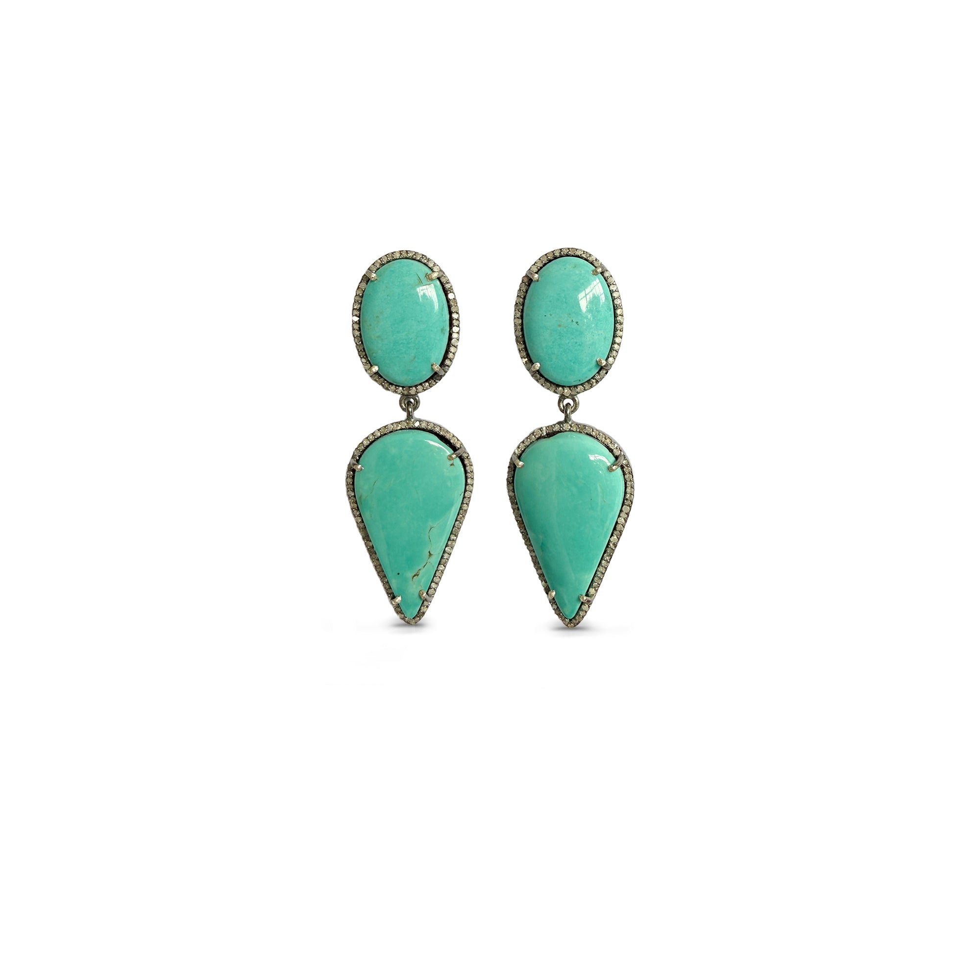 Chilean Turquoise Double Drop Earrings