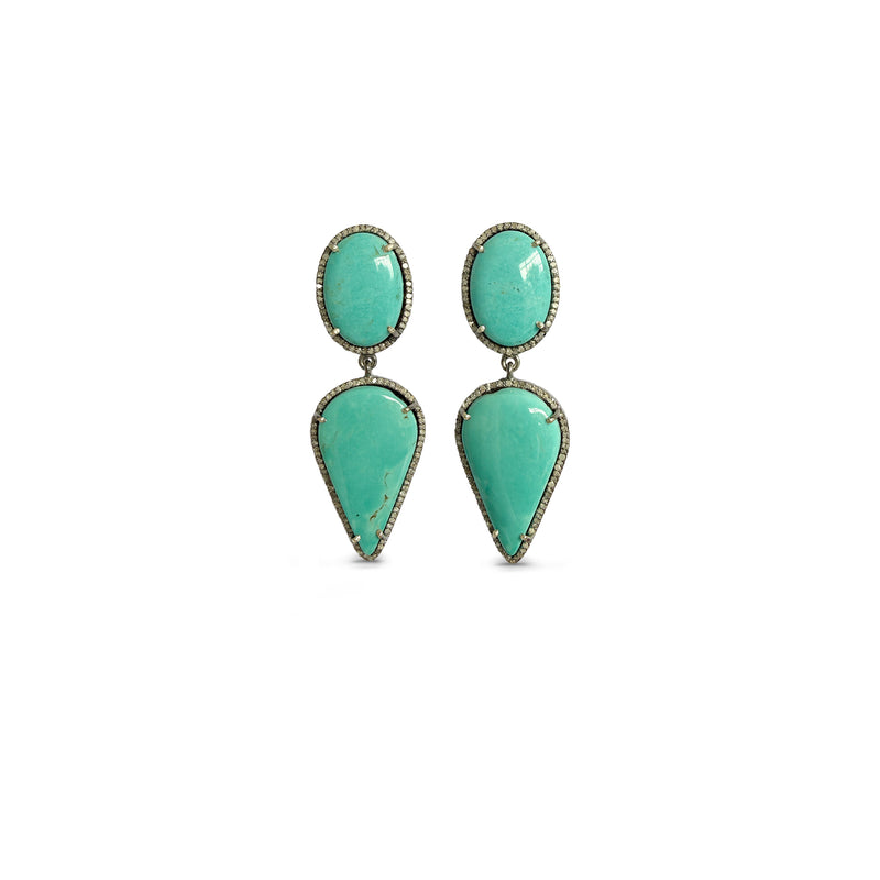 Chilean Turquoise Double Drop Earrings