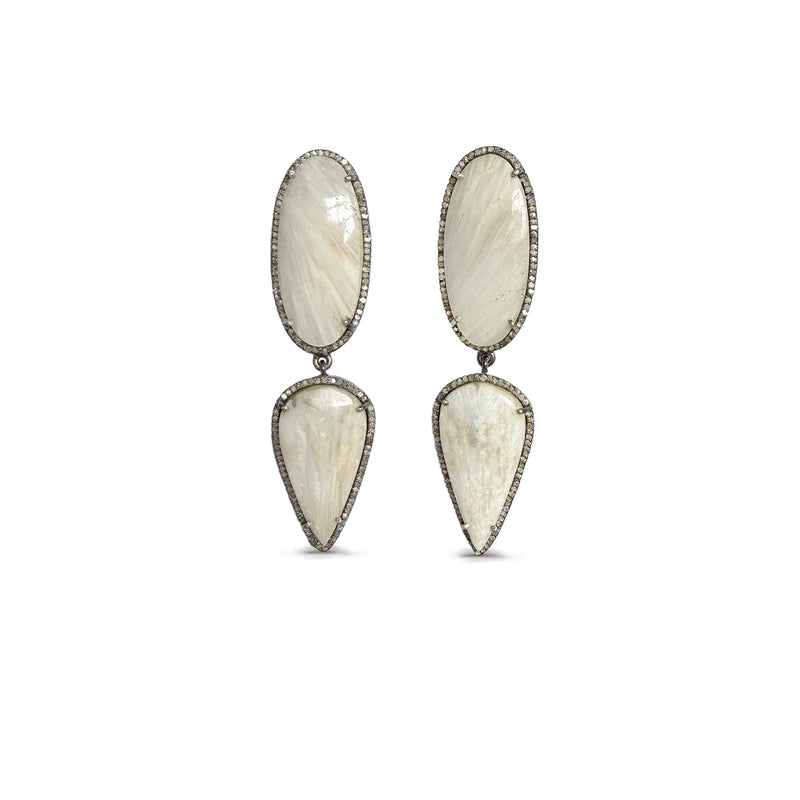 Scolecite Double Drop Earrings