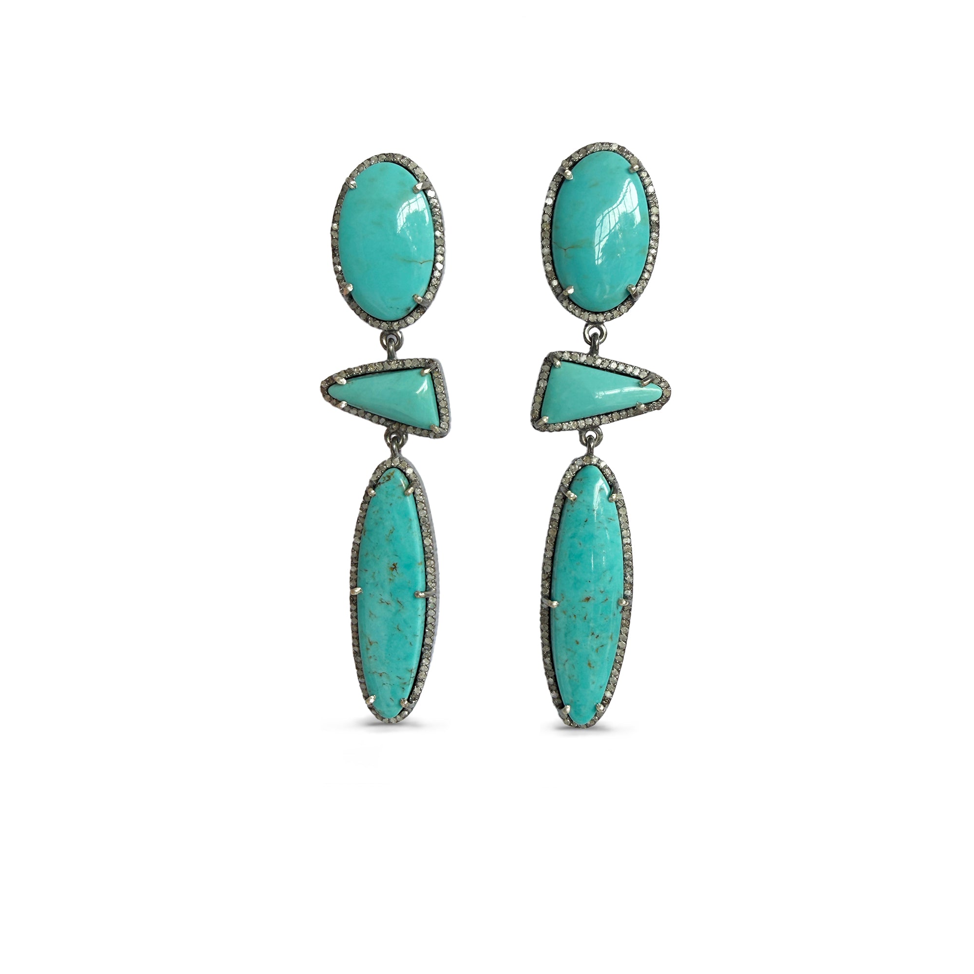 Chilean Turquoise Triple Drop Earrings