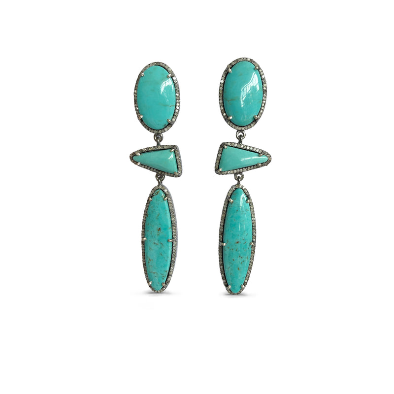 Chilean Turquoise Triple Drop Earrings