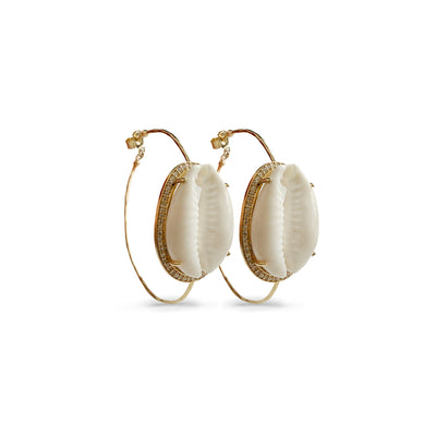 14k Cowrie Hoops