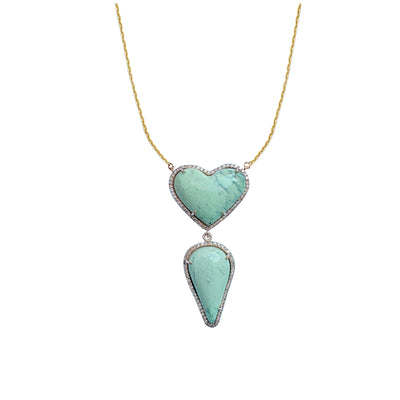 14k Black Bridge Variscite Heart Drop Necklace