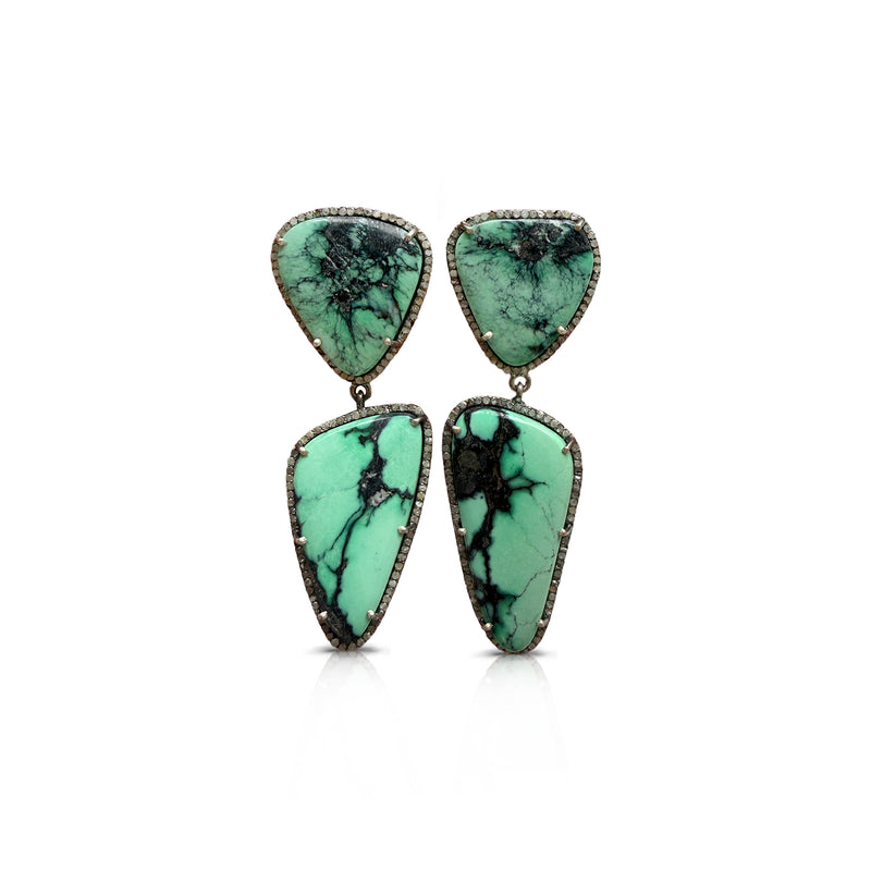 Variscite Double Drop Earrings