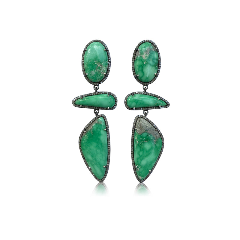 Black Bridge Variscite Triple Drop Earrings 1