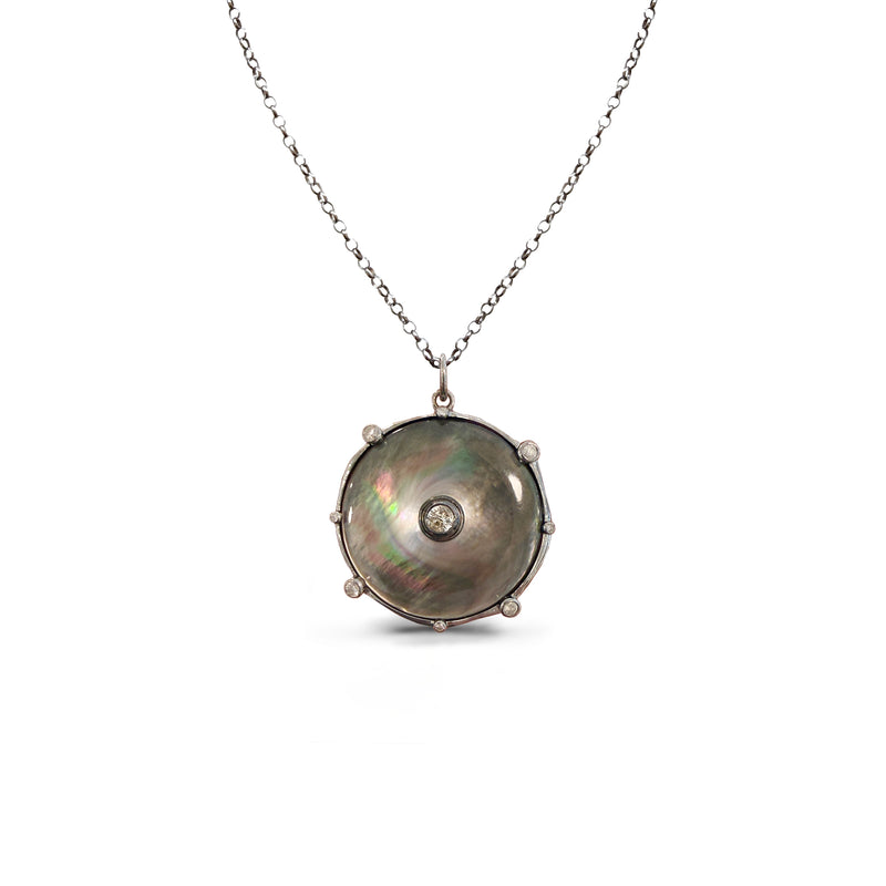 Grey MOP + Diamond Donut Necklace