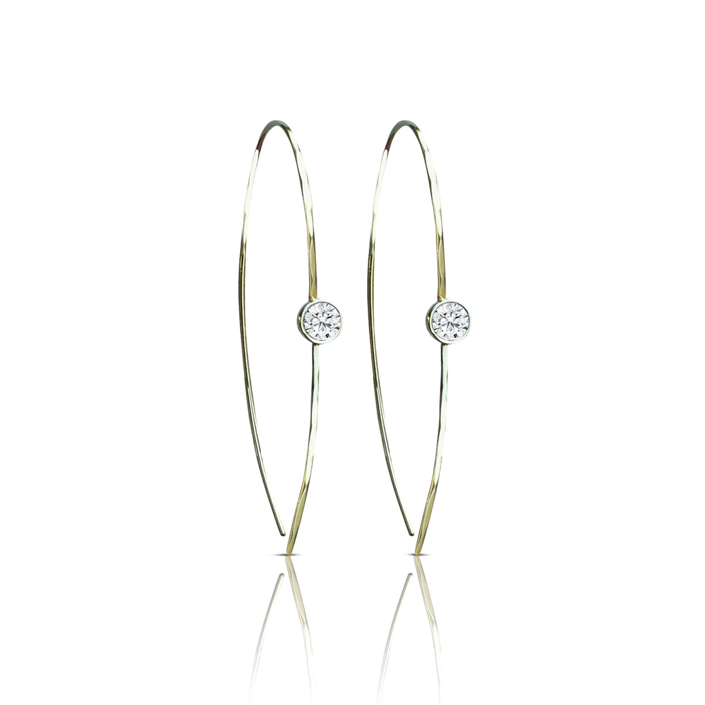 14k Hammered Diamond Earrings