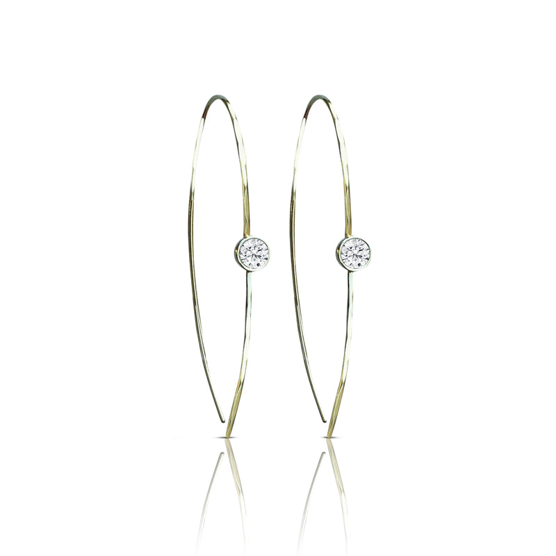 14k Hammered Diamond Earrings