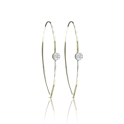 14k Hammered Diamond Earrings