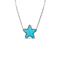 Large Silver Turquoise Star Necklace