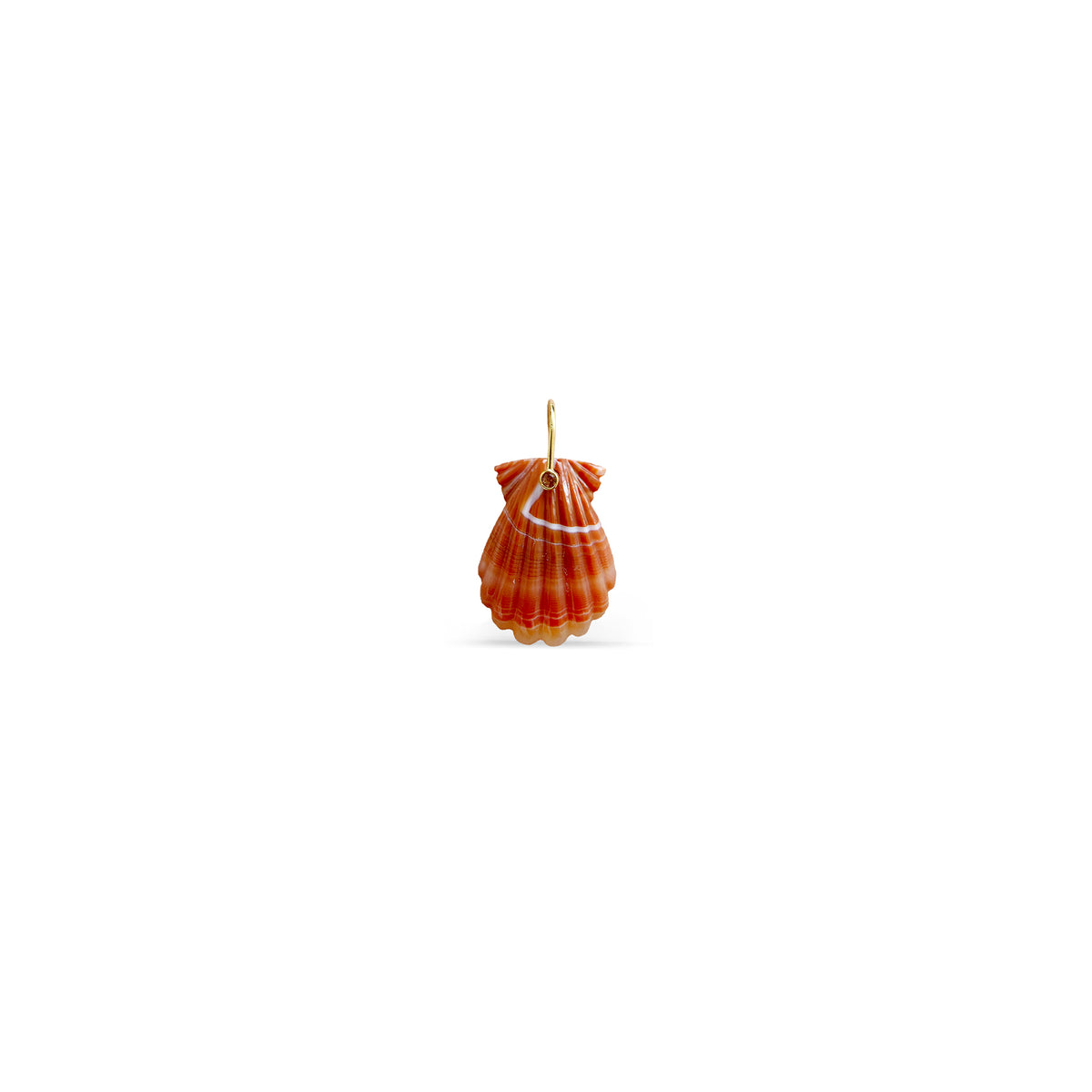 14k Coral Laguna Agate Carved Shell Charm
