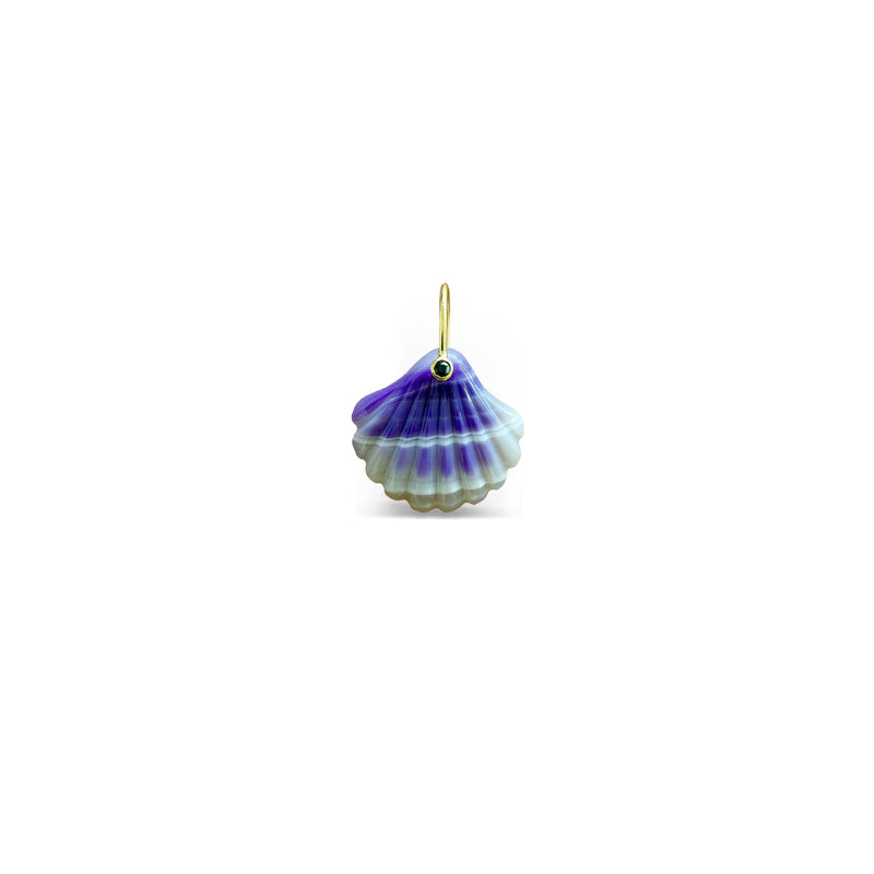 14k Purple Laguna Agate Carved Shell Charm