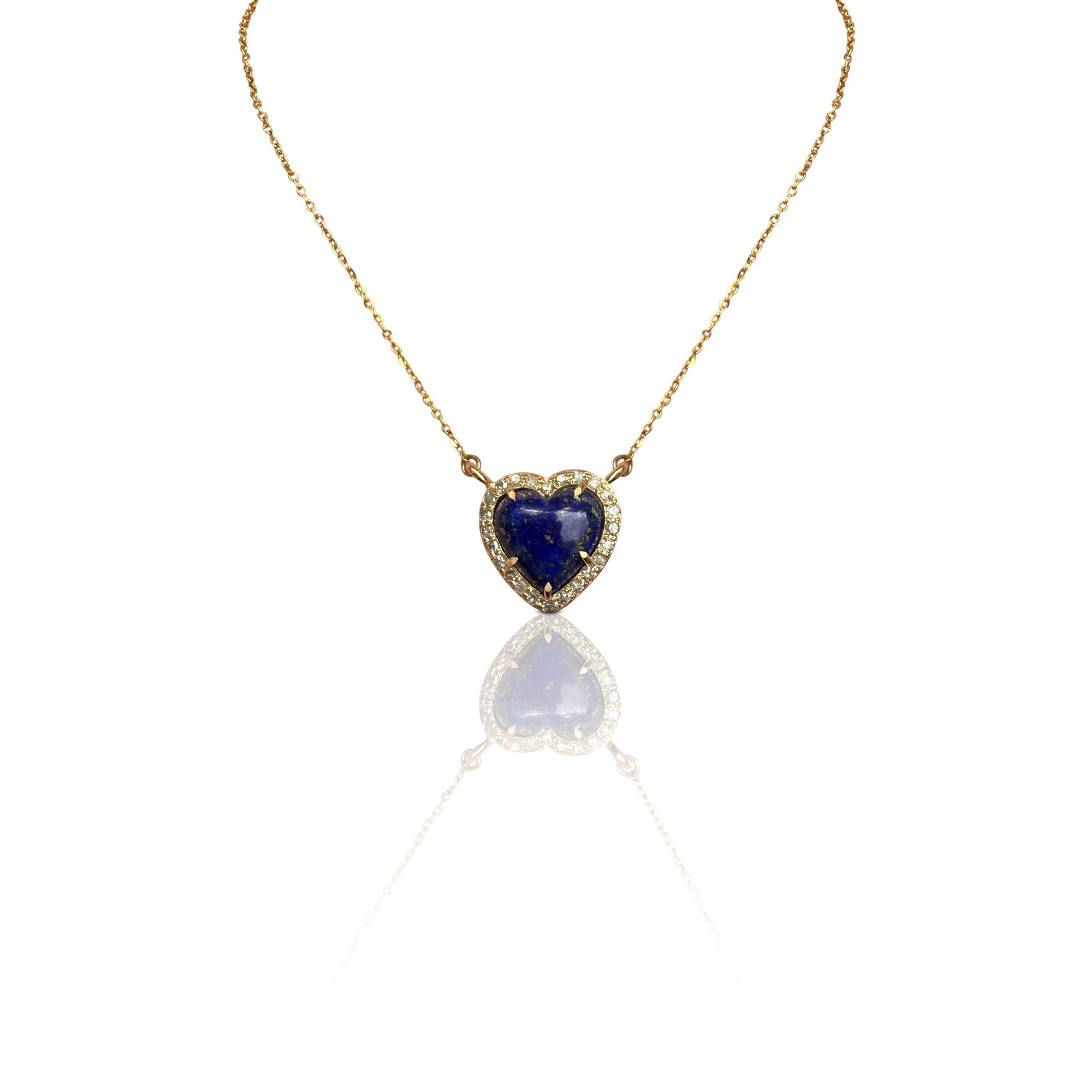 14k Mini Lapis Heart Necklace NEW