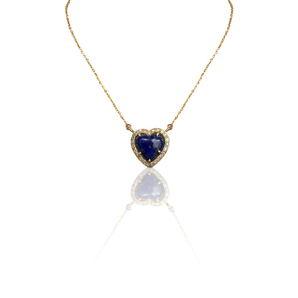 14k Mini Lapis Heart Necklace NEW
