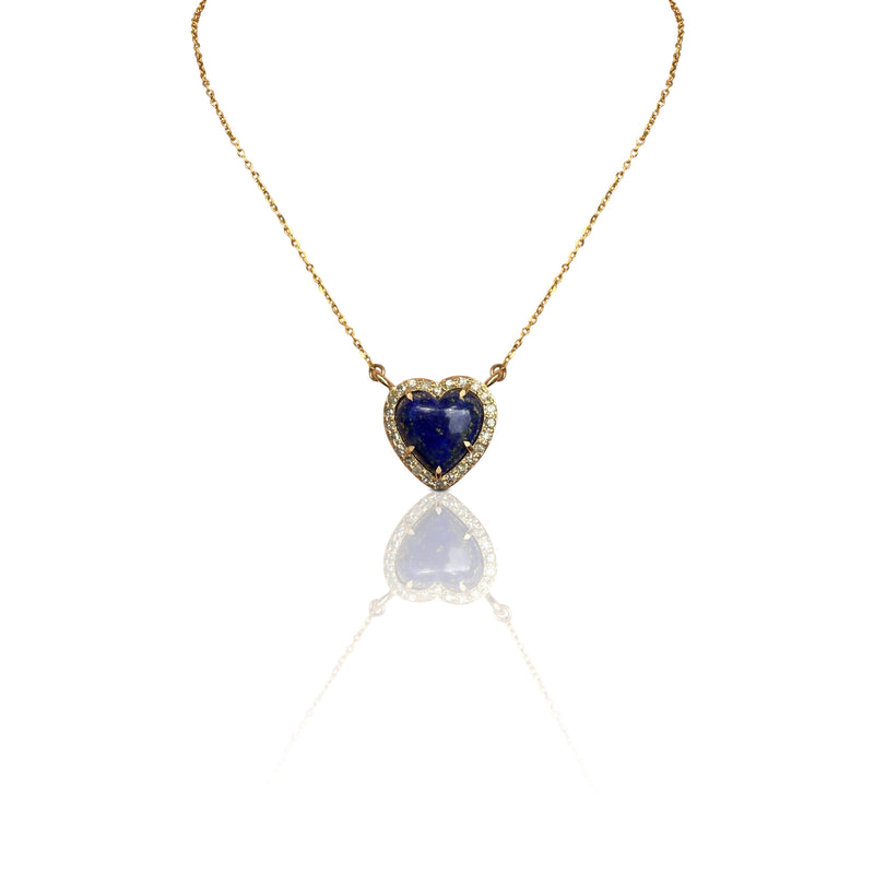 14k Mini Lapis Heart Necklace NEW