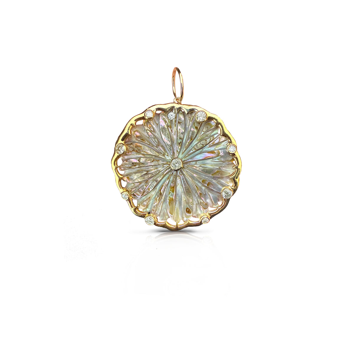 14k Grey Mother of Pearl Daisy Pendant