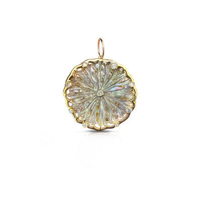 14k Grey Mother of Pearl Daisy Pendant