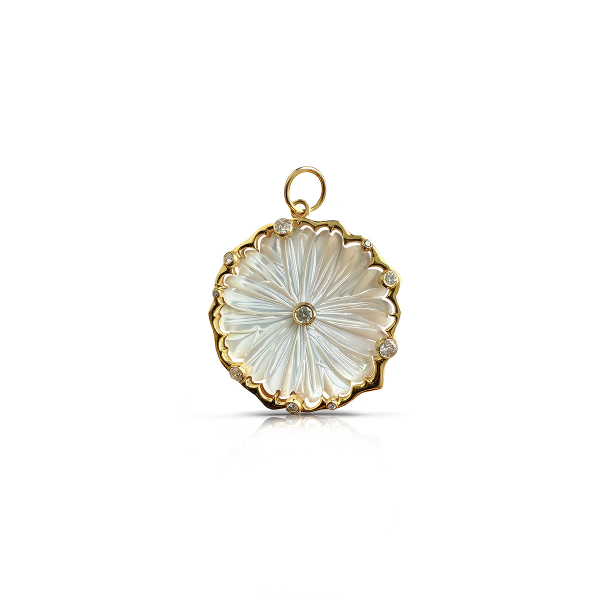 14k Mother of Pearl Daisy Pendant