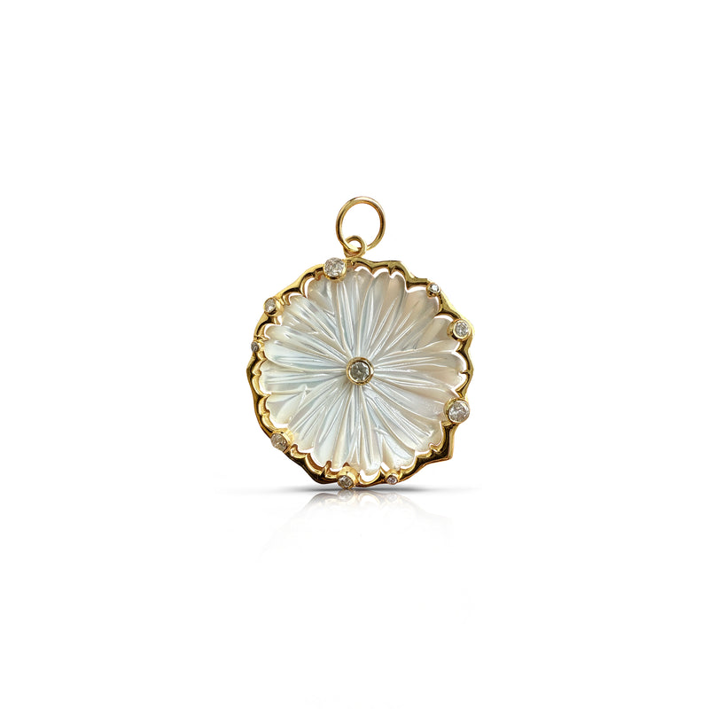 14k Mother of Pearl Daisy Pendant