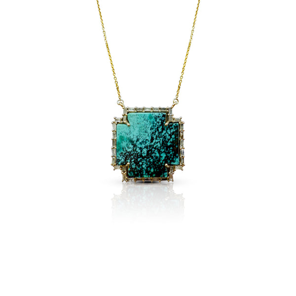 14k Small Turquoise Cross Necklace 1