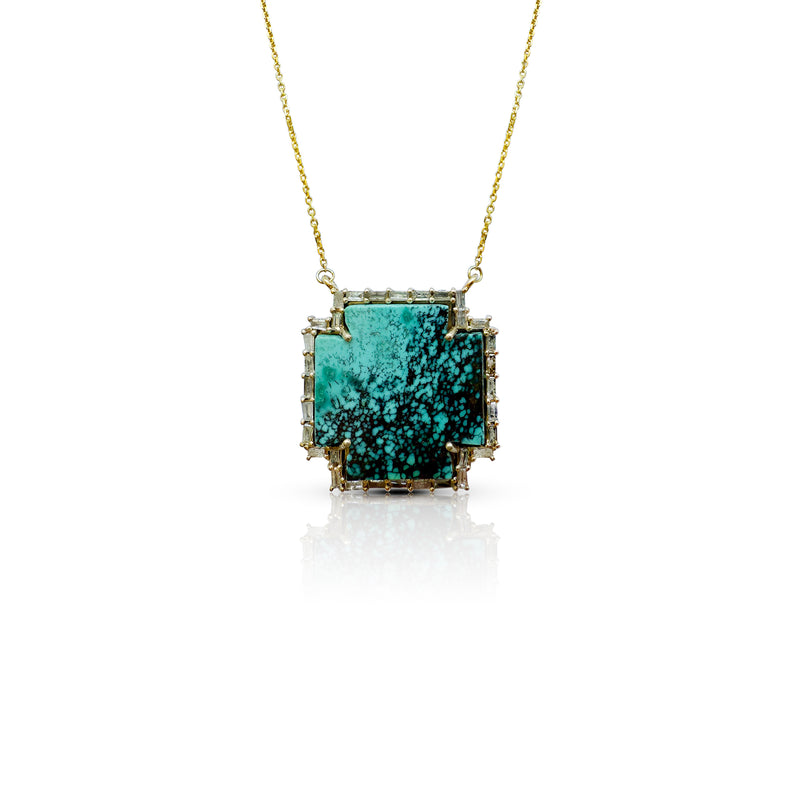 14k Small Turquoise Cross Necklace 1