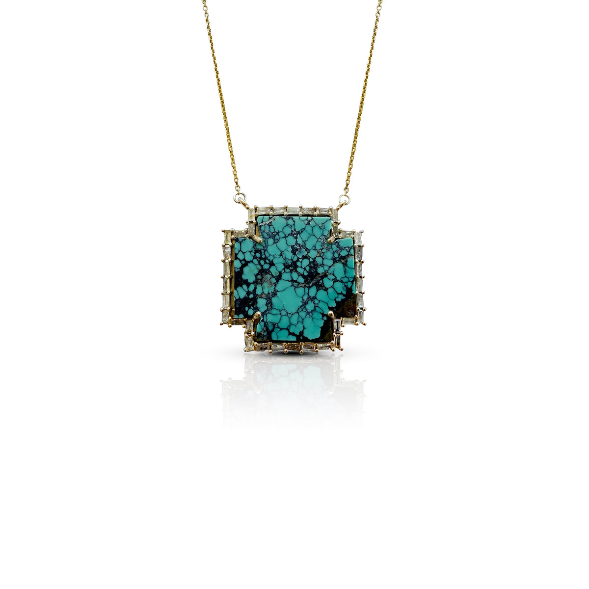 14k Small Turquoise Cross 2