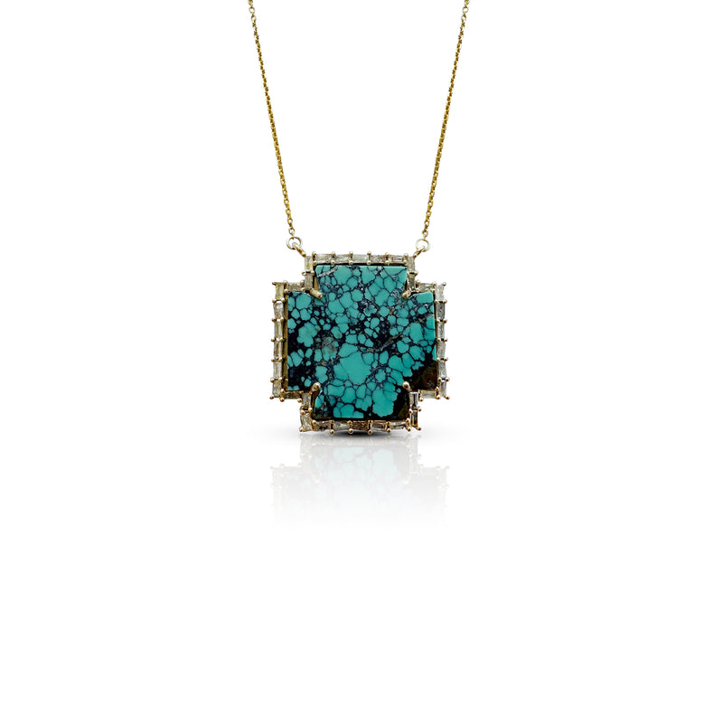 14k Small Turquoise Cross 2